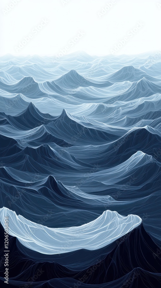 Poster a painting depicting ocean waves with vibrant colors and dynamic movement on a canvas background