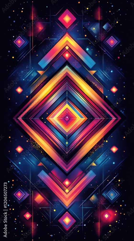 Poster colorful abstract background featuring geometric pattern in vibrant colors and shapes for design use