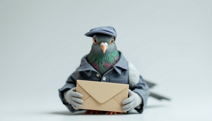 Pigeon Mailman Holding Envelope Delivery Service