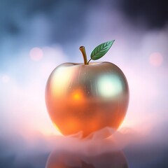 Obraz premium Golden apple on smoky surface.