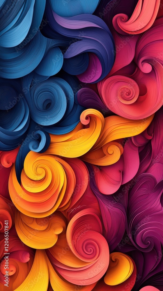 Poster colorful abstract background featuring vibrant swirls and dynamic patterns in various shades and hue