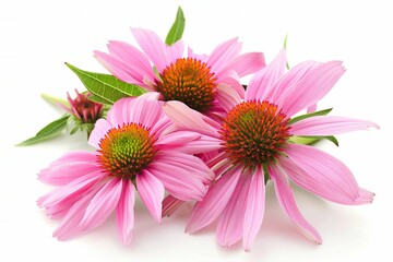 Pink Echinacea Isolated on White Background. Beautiful Echinacea Flower