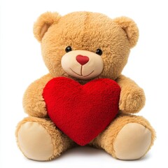 Obraz premium Cute Teddy Bear Holding Red Heart for Valentine's Day or Gifts