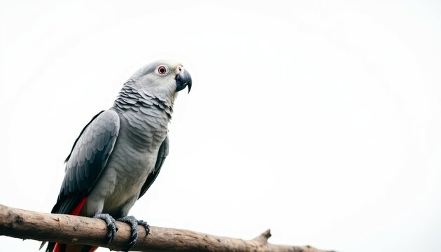 African Grey Parrot on Branch Wildlife Photography