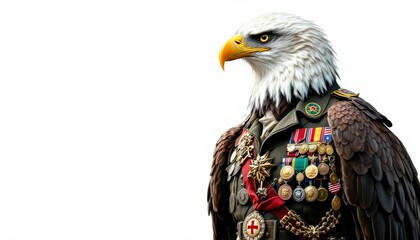 American Bald Eagle in Military Uniform Art Print