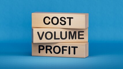 Cost Volume Profit symbol. Concept word Cost Volume Profit on wooden blocks. Business and Cost Volume Profit concept. Copy space.3D rendering on blue background.