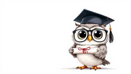Cute Graduate Owl with Diploma Illustration