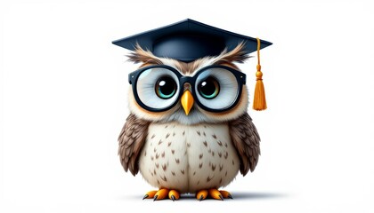 Cute Owl Graduate with Glasses and Cap