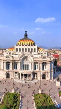 Landmark Palace of Fine Arts Palacio de Bellas Artes in Alameda Central Park near Mexico City Historic Center Zocalo.