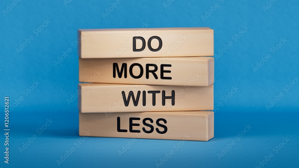 Poster do more with less symbol. concept words do more with less on wooden blocks. business and do more wit