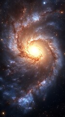 Fototapeta premium Spiral galaxy with bright core and swirling arms.