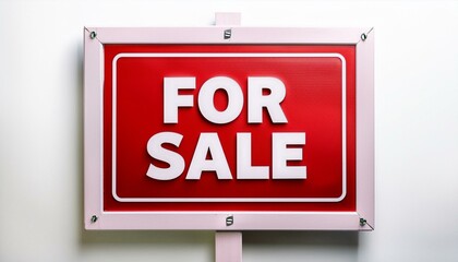 Classic red 'For Sale' sign.  Bold, eye-catching.