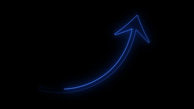 Neon rising arrow animation, success concept. Profit growing icon animation.  Profit growing icon animation. Growing graph symbol animation.
Neon arrow rising transparent channel arrow animation.