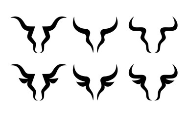 set of bull horn logo vector icon, horn symbol collection