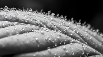 Close-up of water droplets on a leaf.
