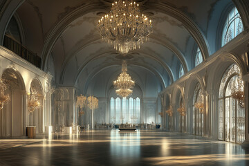 Obraz premium A Luxurious Hotel Lobby and Grand Ballroom: A Grand Entrance to Elegance and Luxury