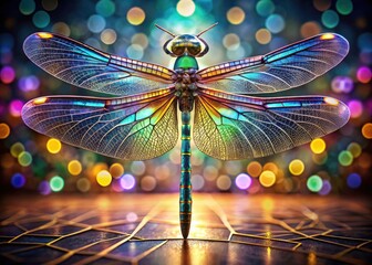 Abstract Geometric Dragonfly Linear Art: Stencil Design for Wood, Metal, Paper Panels