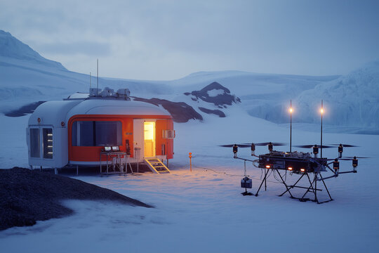 A Remote Research Lab in Antarctica with Advanced Equipment, Exploring the Unknown