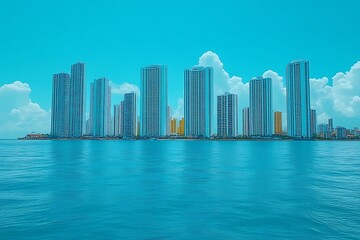 Naklejka premium Coastal City Skyline.