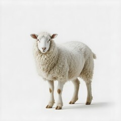 Fototapeta premium Serene White Sheep: A Minimalist Portrait