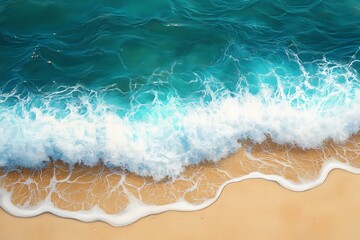 Fototapeta premium A serene view of ocean waves gently crashing on sandy beach.