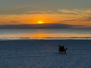 One Person Watching the Sunset over the Gulf of Mexico off Anna Maria Island