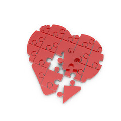 3d Isolated Valentine's Day Heart Puzzle Graphic