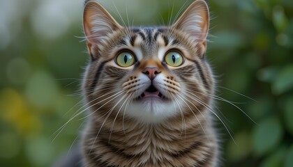 Portrait of a surprised cat Scottish Straight