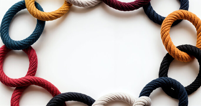Colorful Friendship Bracelets Arranged in Circle on White Surface