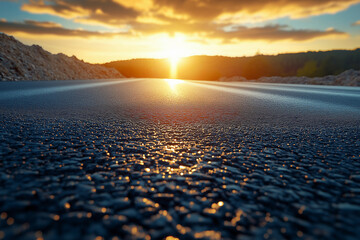 Obraz premium Asphalt Paving on a Quiet Construction Site: A Subtle Look at the Progress of Urban Development