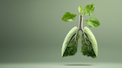A conceptual image of lungs made from leaves, symbolizing the connection between nature and health.