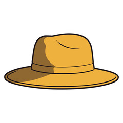 yellow hunter hat outdoor activity accessories flat color vector illustration template design