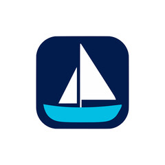 sail boat mobile phone app logo flat color vector illustration template design