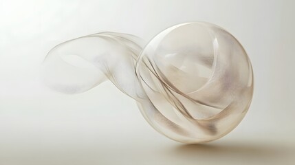 Abstract Beige Sculpture With Swirling Lines
