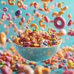 Cereal fly in the air