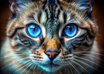 Macro Photography Blue-Eyed Cat Close Up, Stunning Cat Portrait, Feline Photography, Animal Macro Shot, Pet Photography