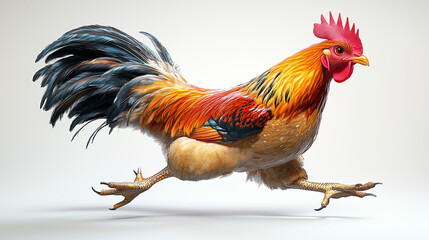 Realistic Running Rooster &ndash; Side Angle View |  Perfect for use in farm-themed projects, educational materials, or wildlife illustrations