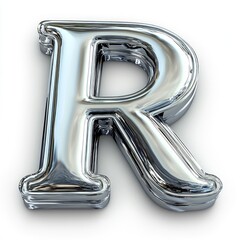 Chrome Letter R: 3D Render of a Shiny Metallic Alphabet