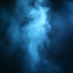 Naklejka premium Blue smoke swirls, dark background, studio, abstract design
