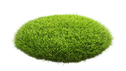 Fresh green lawn grass patch, isolated on transparent background 