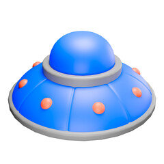 3d illustration of UFO blue aircraft