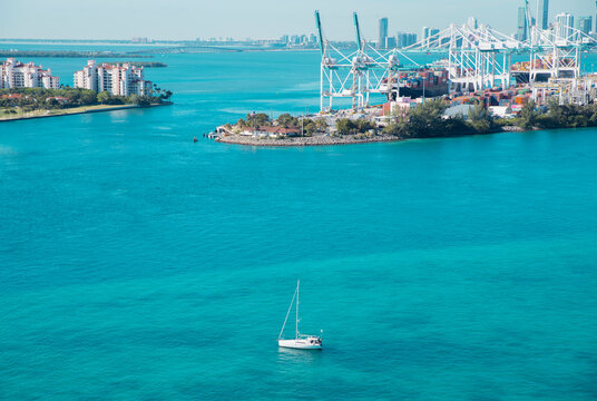 sailboat in miami beach biscayne bay port