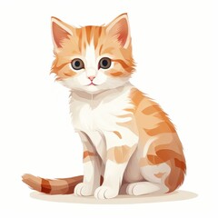 the AI Image Generator, Cute Illustrative Cat Sitting w