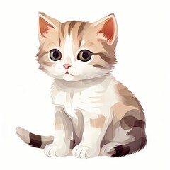 the AI Image Generator, Cute Illustrative Cat Sitting w