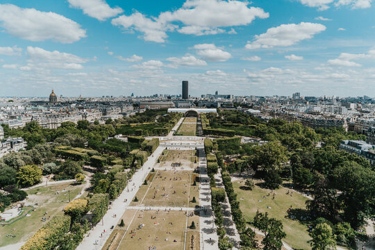 Southeast View from the Eiffel Tower over the Champ de Mars - Powered by Adobe