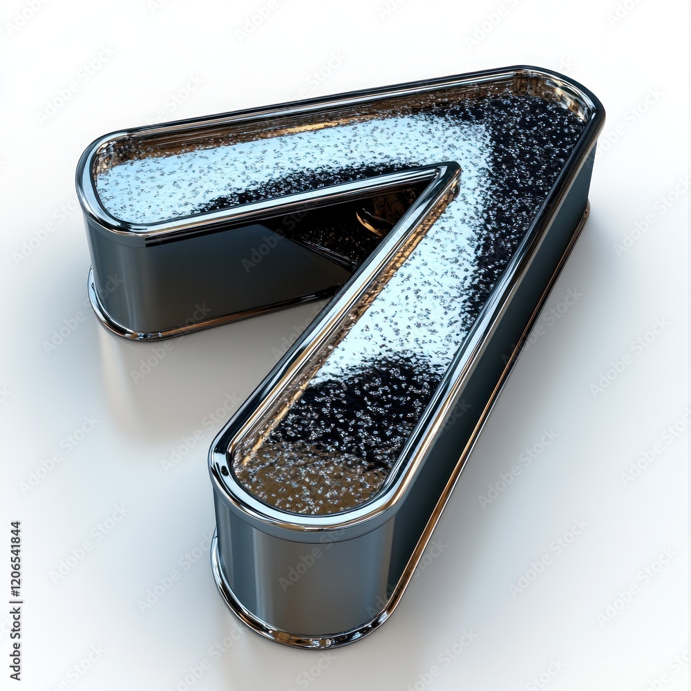Poster chrome arrow: a 3d render of a shiny metallic arrow pointing upwards