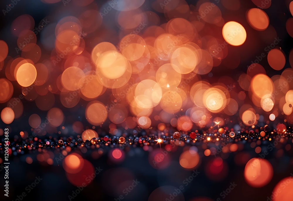 Poster abstract orange and red bokeh lights sparkle background