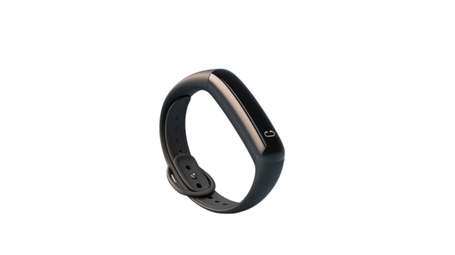 Sleek Black Fitness Tracker Smartwatch isolated on a transparent background