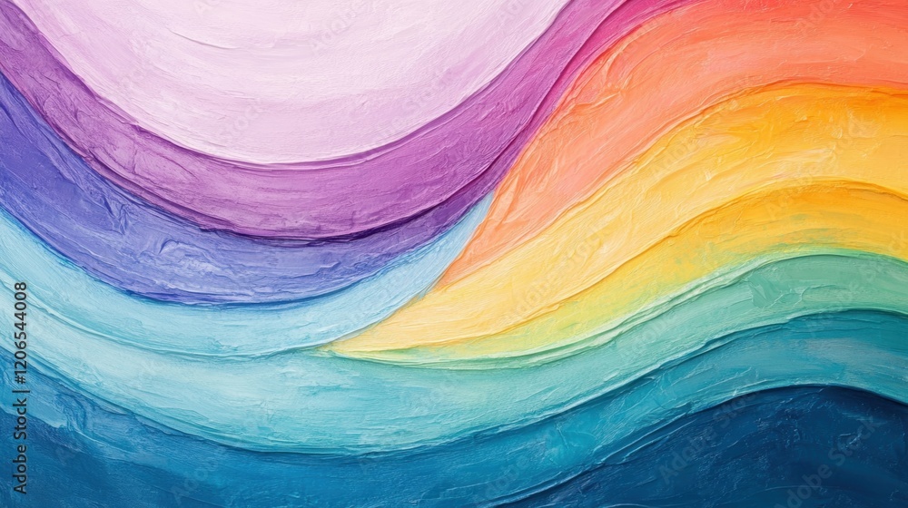Poster vibrant rainbow colors blend seamlessly in an abstract design, showcasing smooth gradients and dynam