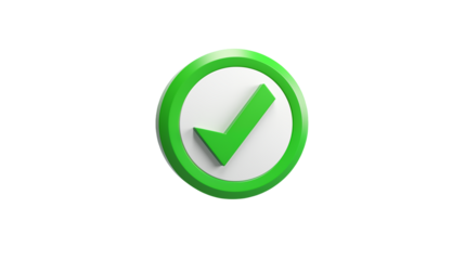 Green Check Mark 3D Icon Approval on a transparent background